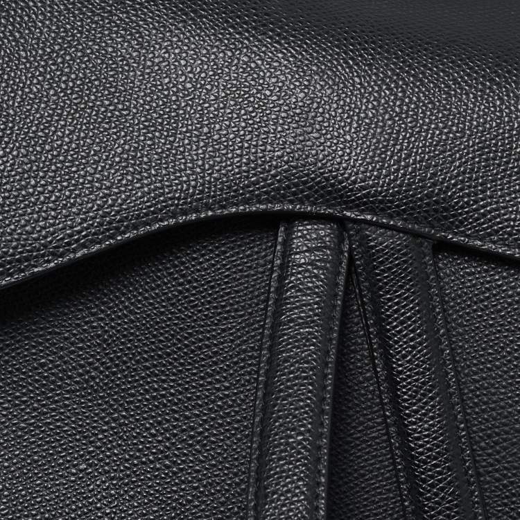 Pre Owned Dior Black Leather Saddle Bag