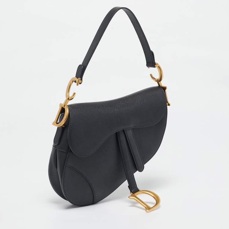 Pre Owned Dior Black Leather Saddle Bag
