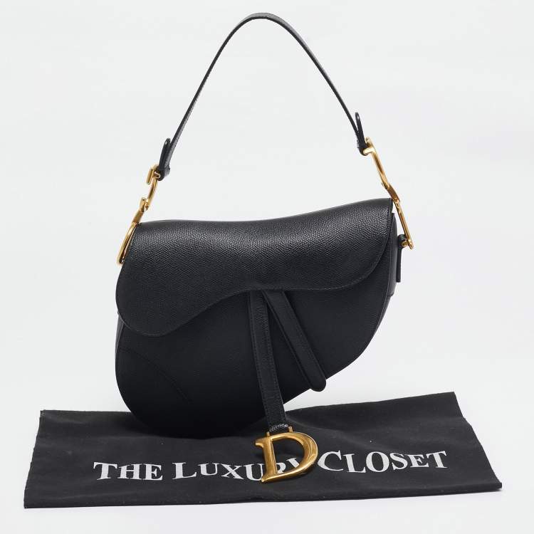 Pre Owned Dior Black Leather Saddle Bag