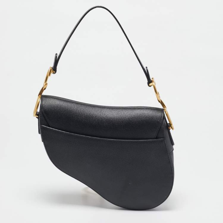 Pre Owned Dior Black Leather Saddle Bag