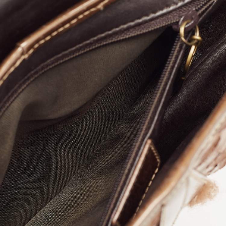 Pre Owned Dior Brown Glossy Python and Leather Saddle Bag