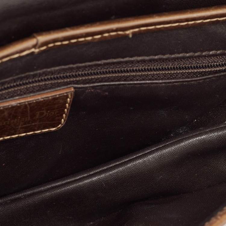 Pre Owned Dior Brown Glossy Python and Leather Saddle Bag