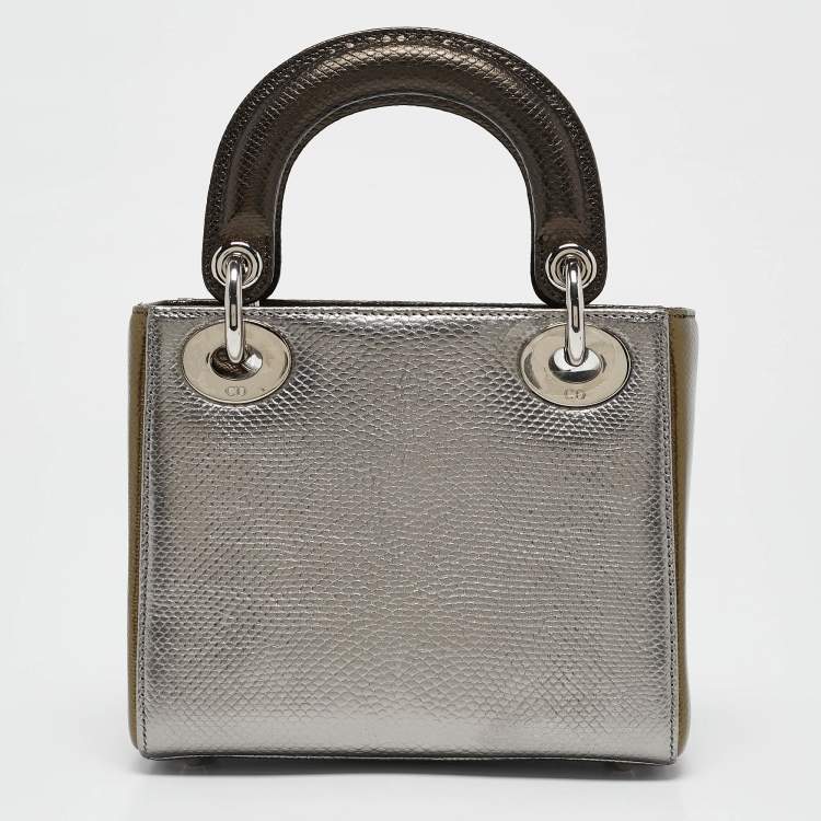 Pre Owned Dior Metallic Multicolor Karung Mini Lady Dior Tote
