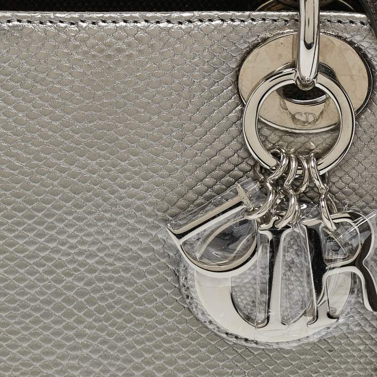 Pre Owned Dior Metallic Multicolor Karung Mini Lady Dior Tote