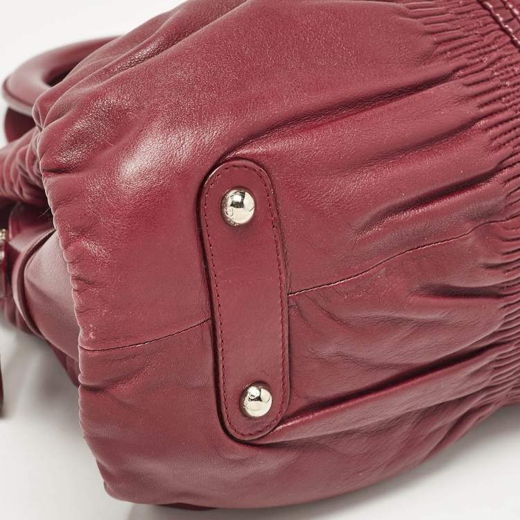 Pre Owned Dior Burgundy Leather Karenina Frame Tote