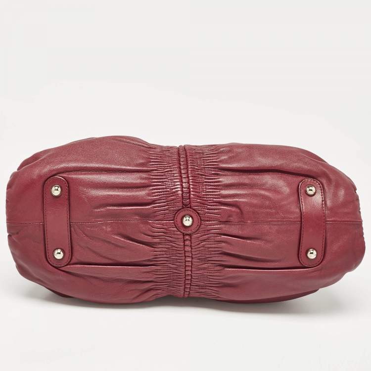 Pre Owned Dior Burgundy Leather Karenina Frame Tote