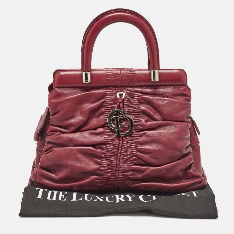 Pre Owned Dior Burgundy Leather Karenina Frame Tote