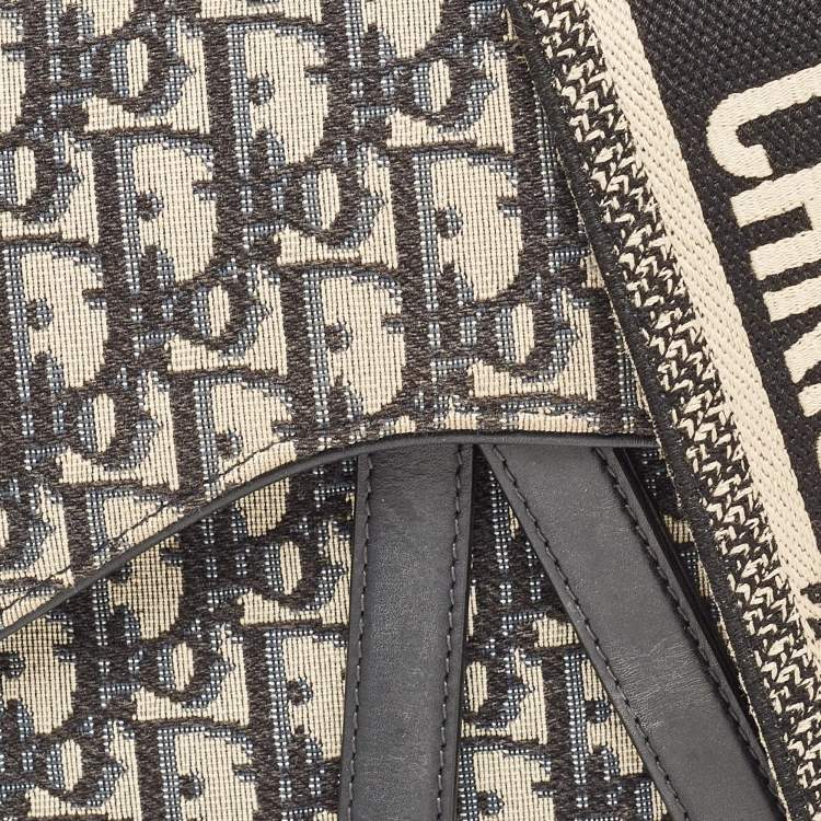 Pre Owned Dior Navy Blue Oblique Canvas Saddle Bag