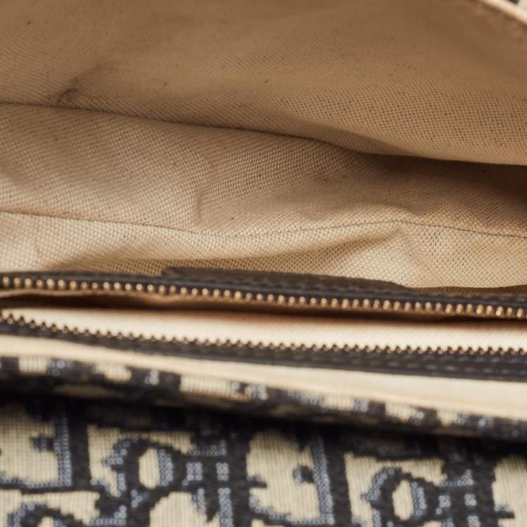 Pre Owned Dior Navy Blue Oblique Canvas Saddle Bag