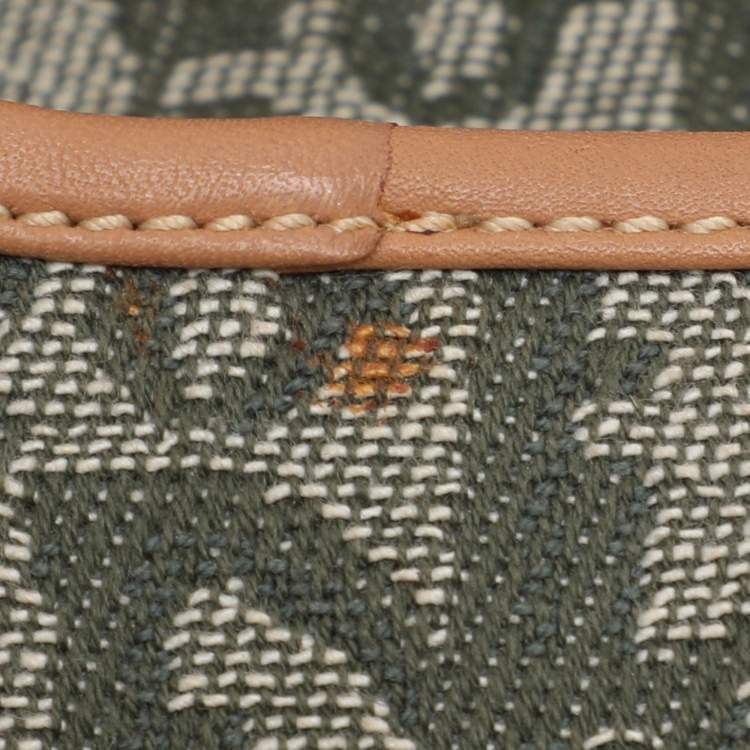 Pre Owned Dior Green/Tan Oblique Canvas Saddle Bag