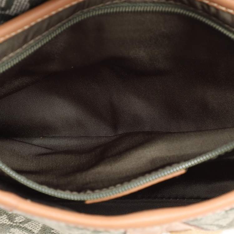 Pre Owned Dior Green/Tan Oblique Canvas Saddle Bag