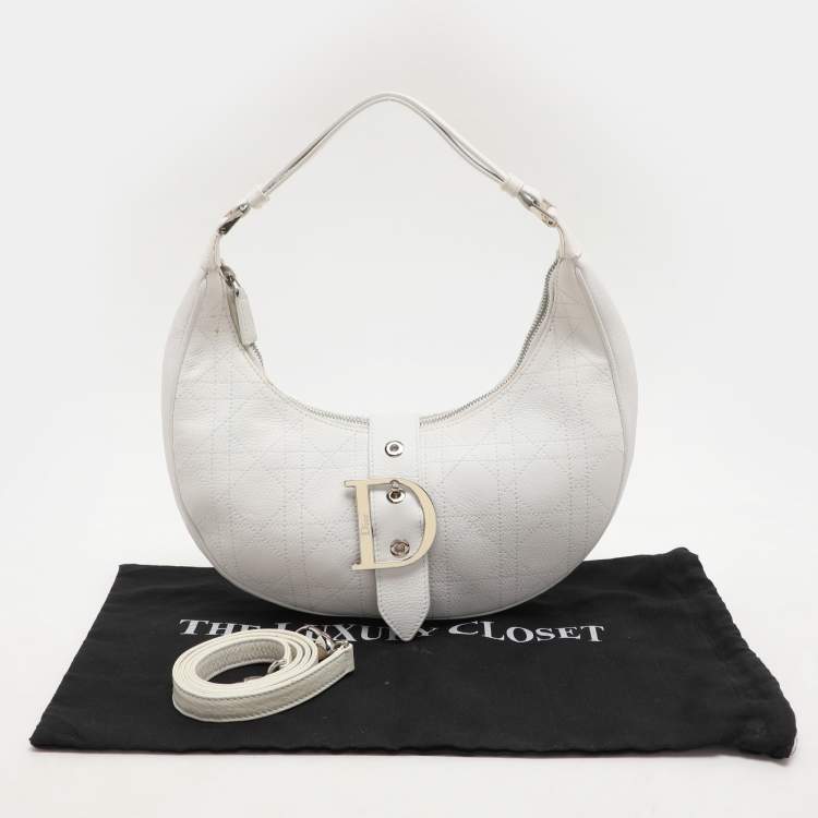 Pre Owned Dior White Cannage Leather Hobo