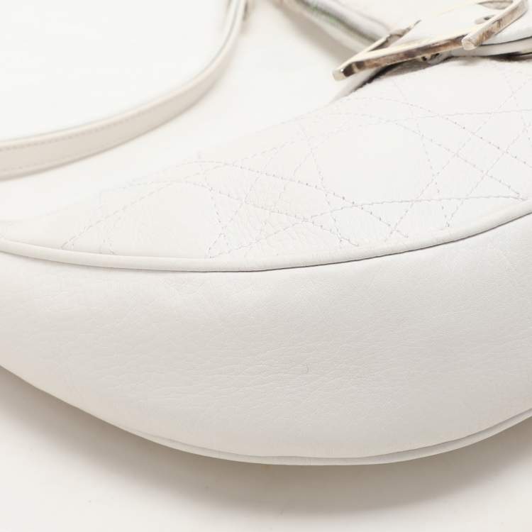 Pre Owned Dior White Cannage Leather Hobo