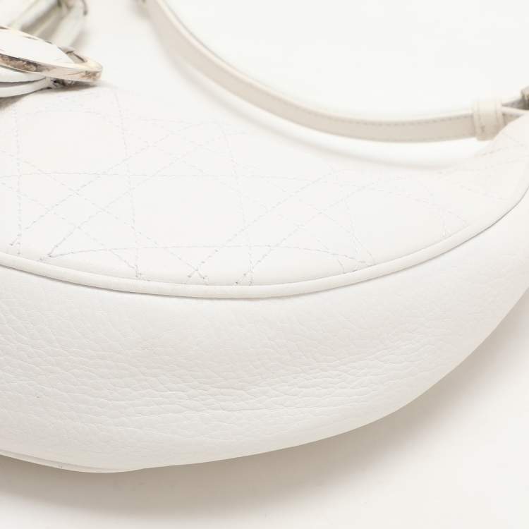 Pre Owned Dior White Cannage Leather Hobo