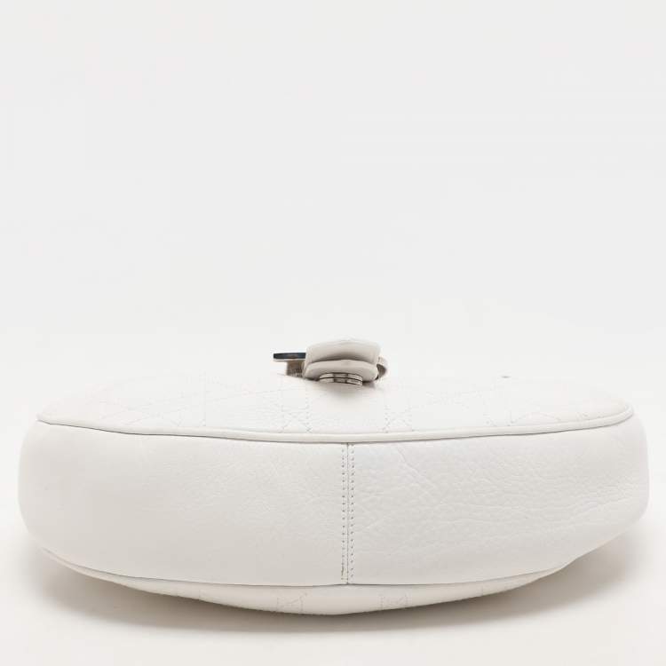 Pre Owned Dior White Cannage Leather Hobo