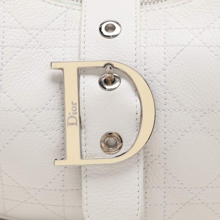 Pre Owned Dior White Cannage Leather Hobo