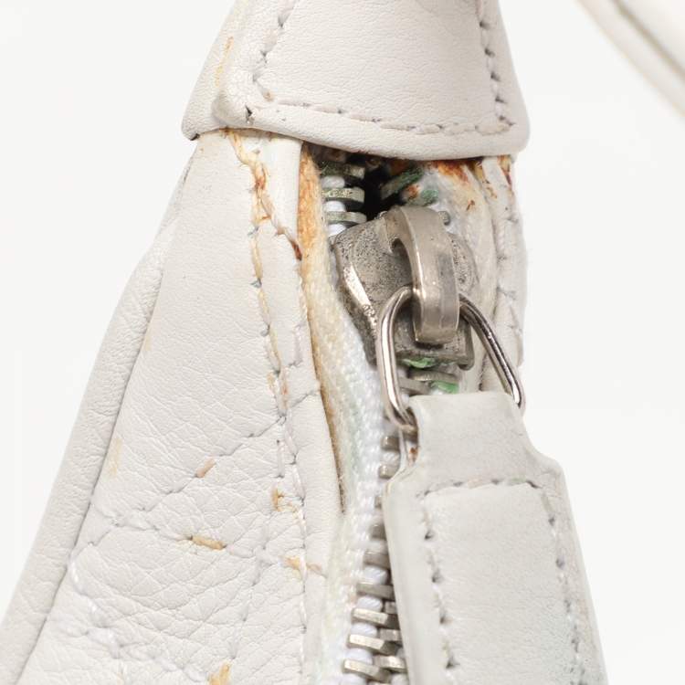 Pre Owned Dior White Cannage Leather Hobo