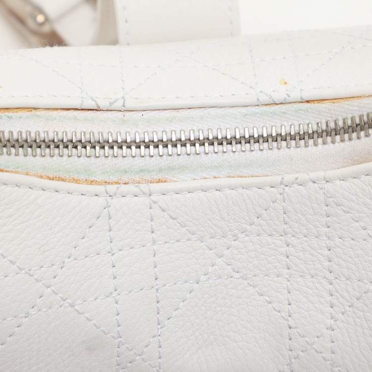 Pre Owned Dior White Cannage Leather Hobo