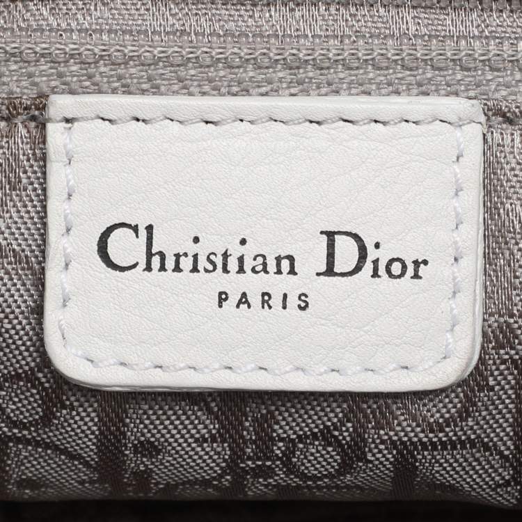 Pre Owned Dior White Cannage Leather Hobo