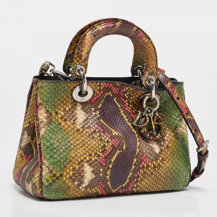 Pre Owned Dior Multicolor Python Mini Diorissimo Tote
