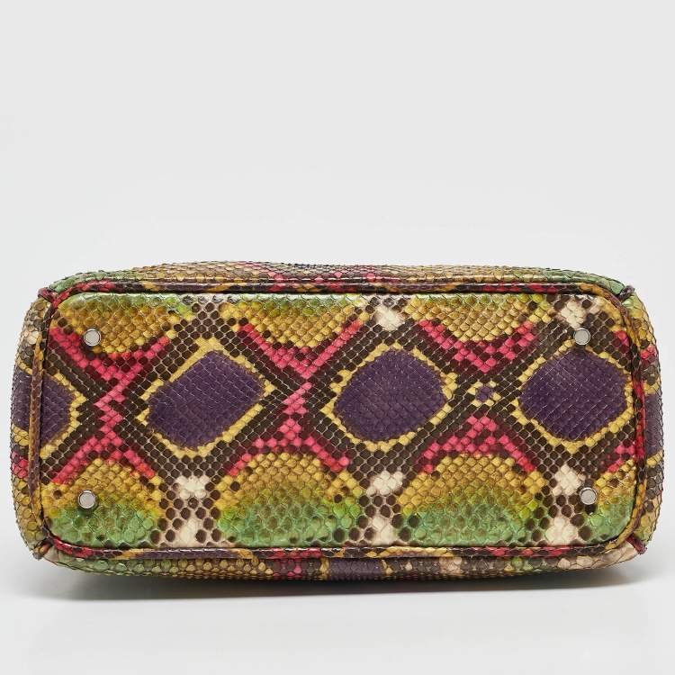 Pre Owned Dior Multicolor Python Mini Diorissimo Tote
