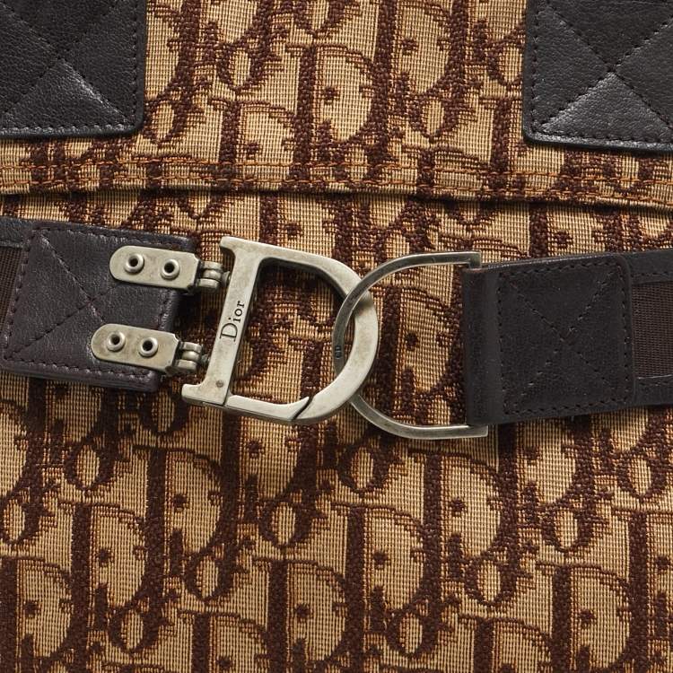 Pre Owned Dior Brown Diorissimo Canvas and Leather Buckle Tote