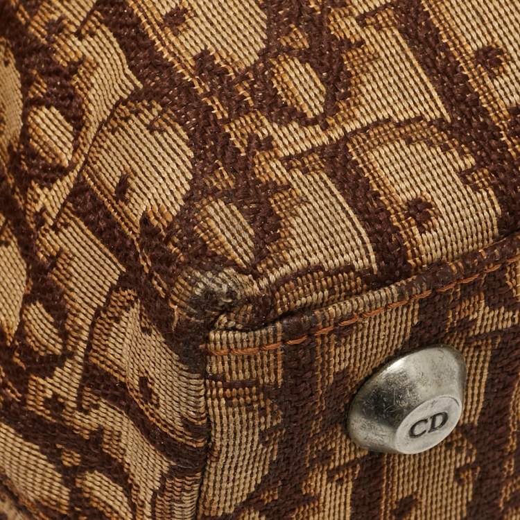 Pre Owned Dior Brown Diorissimo Canvas and Leather Buckle Tote