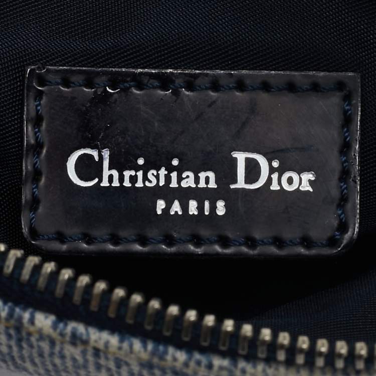 Pre Owned Dior Tricolor Denim Print Mini Saddle Bag