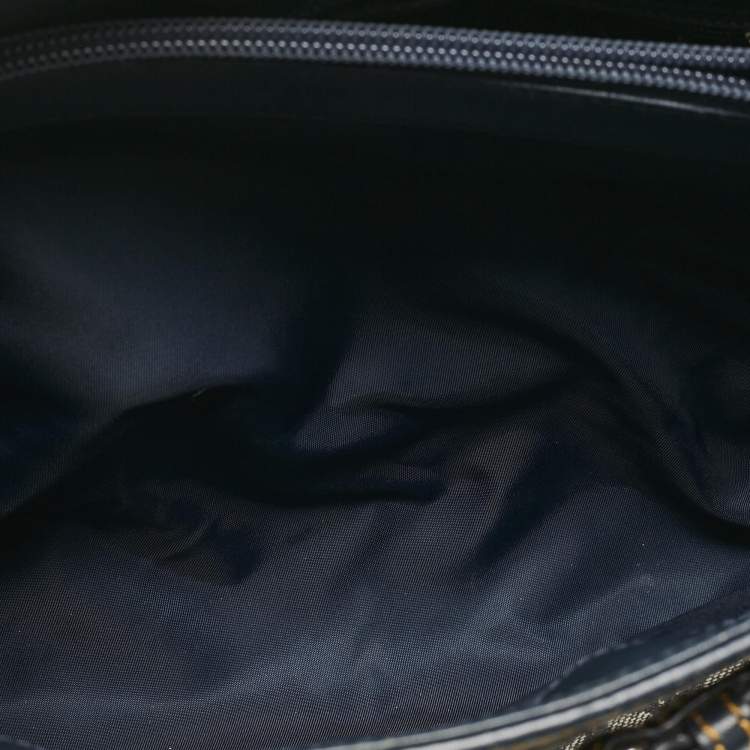 Pre Owned Dior Blue Oblique Canvas and Leather Jeans Pocket Tote