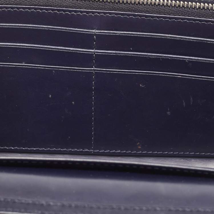 Pre Owned Dior Navy Blue Micro Cannage Patent Leather Lady Dior Chain Clutch