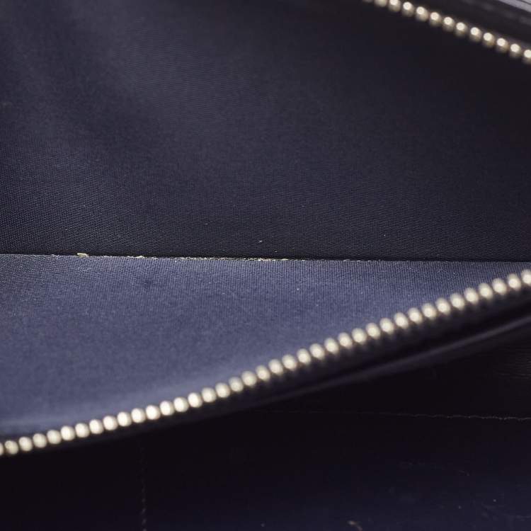 Pre Owned Dior Navy Blue Micro Cannage Patent Leather Lady Dior Chain Clutch