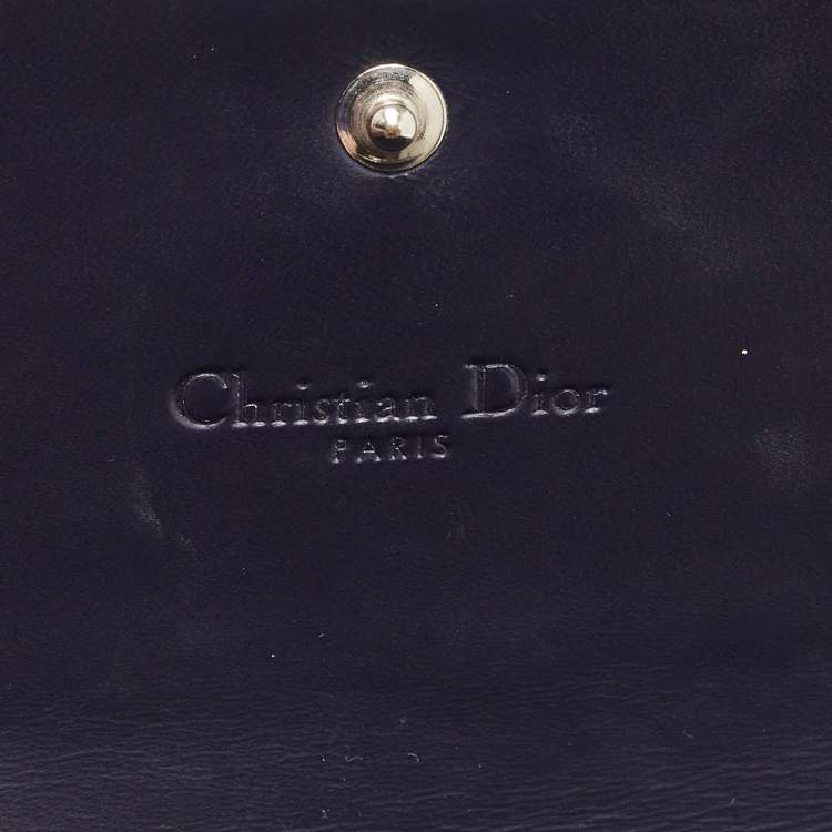 Pre Owned Dior Navy Blue Micro Cannage Patent Leather Lady Dior Chain Clutch