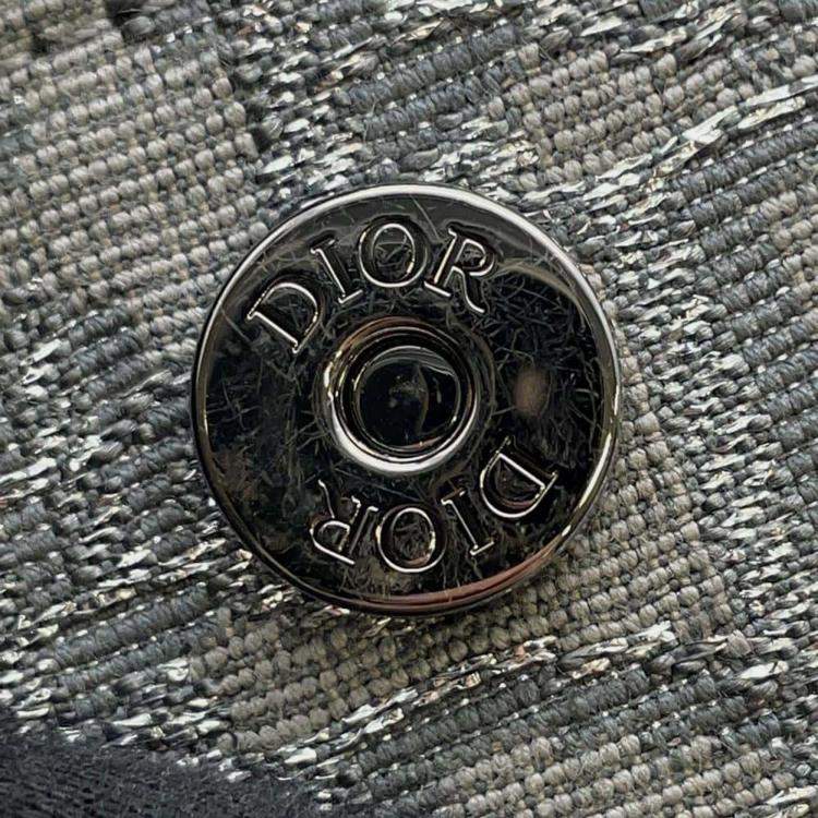 Pre Owned Dior Gray Jacquard Calf Leather Travel Shoulder Bag 