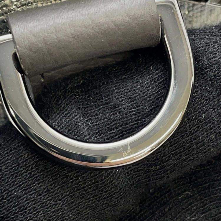 Pre Owned Dior Gray Jacquard Calf Leather Travel Shoulder Bag 