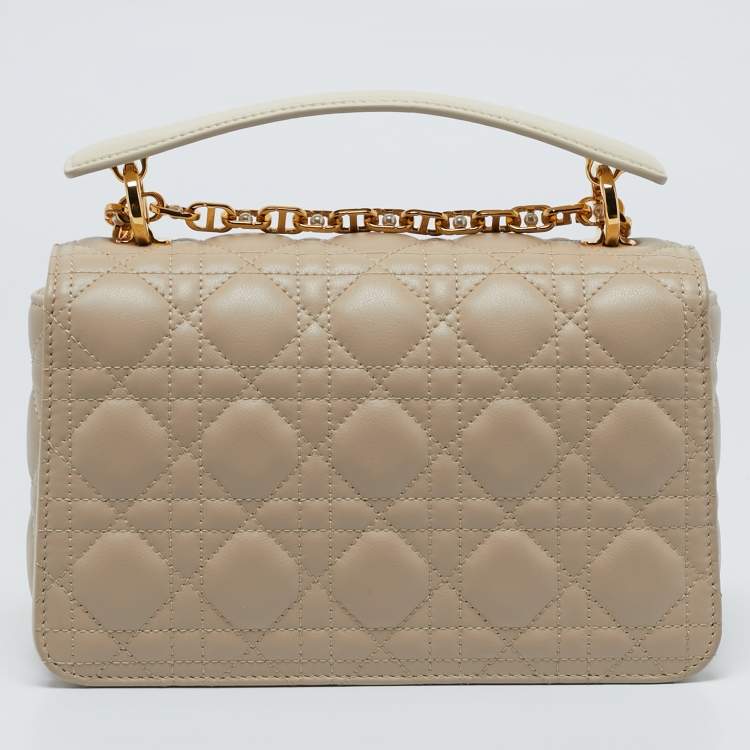 Pre Owned Dior Beige Cannage Leather Small Dior Jolie Top Handle Bag