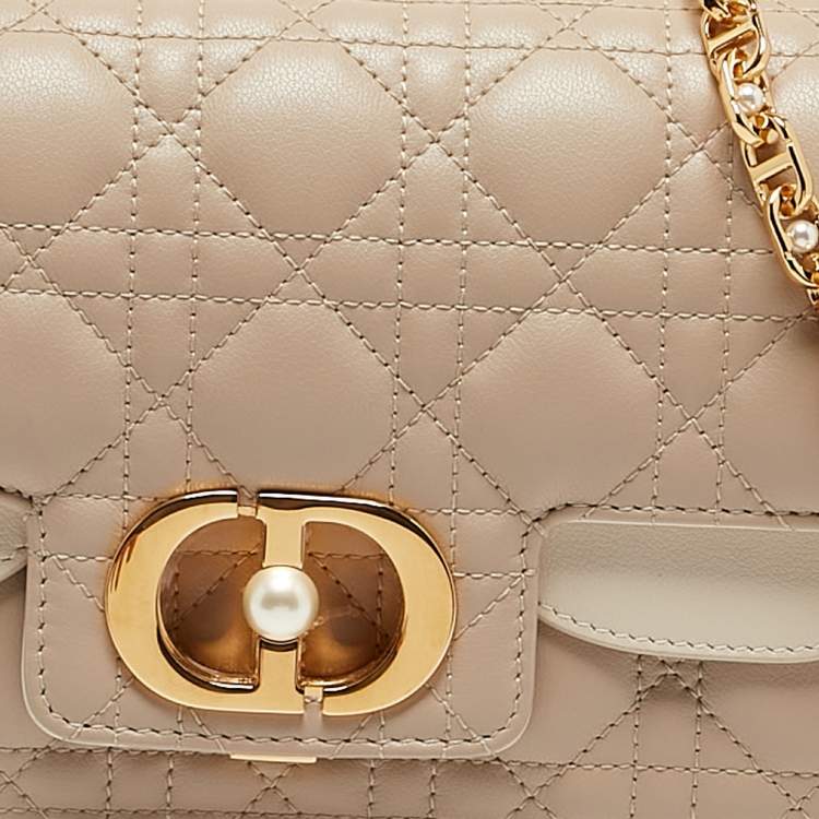 Pre Owned Dior Beige Cannage Leather Small Dior Jolie Top Handle Bag