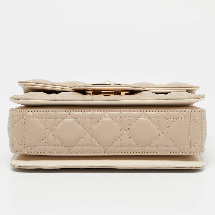 Pre Owned Dior Beige Cannage Leather Small Dior Jolie Top Handle Bag