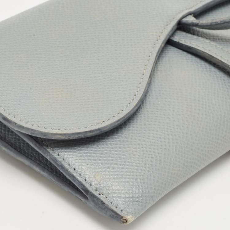 Pre Owned Dior Light Blue Leather Saddle Pouch