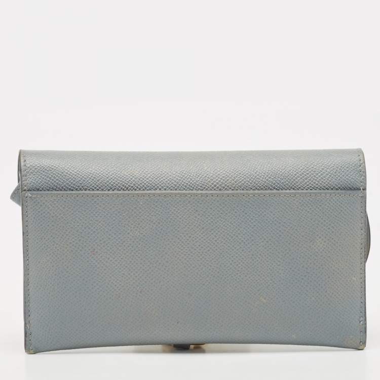 Pre Owned Dior Light Blue Leather Saddle Pouch