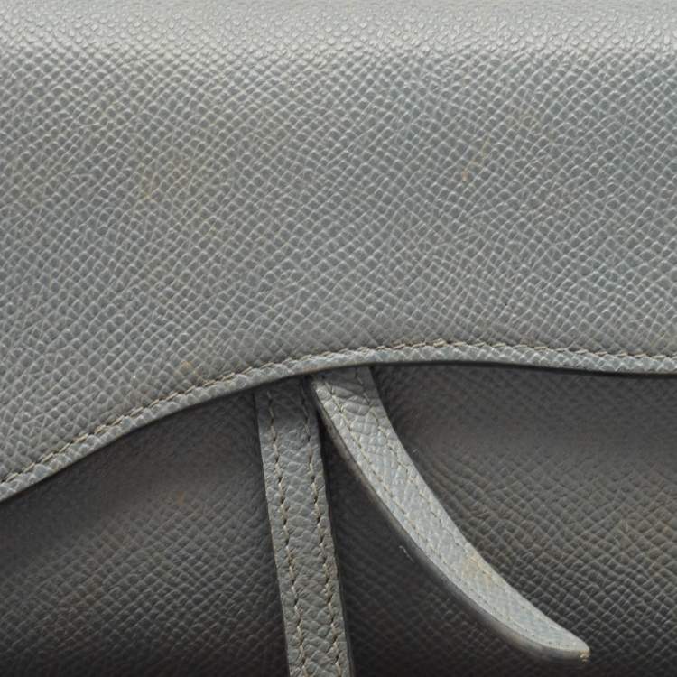 Pre Owned Dior Light Blue Leather Saddle Pouch