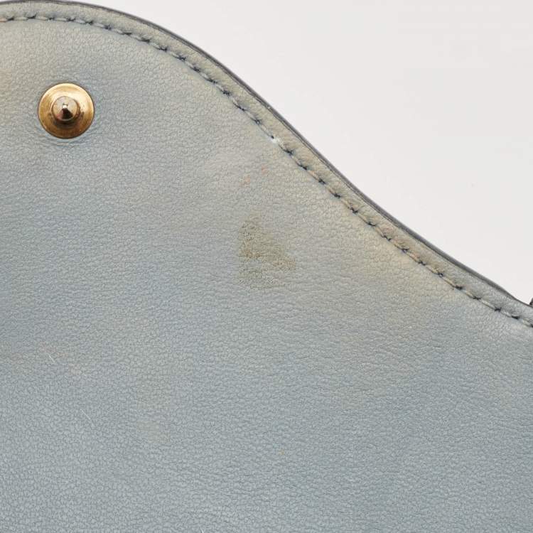 Pre Owned Dior Light Blue Leather Saddle Pouch