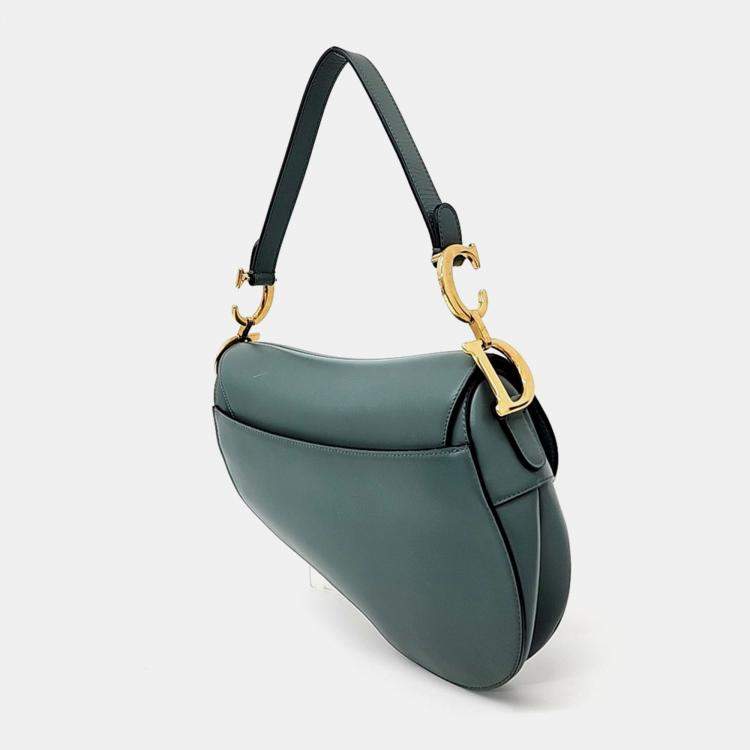 Pre Owned Dior Green Leather Saddle Bag