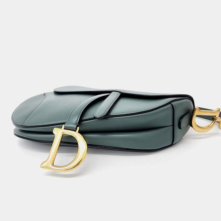 Pre Owned Dior Green Leather Saddle Bag