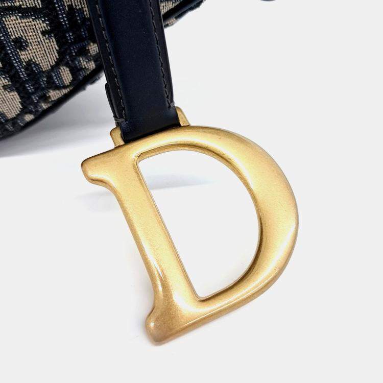 مملوكة مسبقًا Dior Navy Blue Canvas Oblique Saddle Bag
