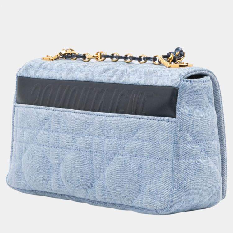 Pre Owned Dior Blue Denim Medium Caro Shoulder Bag