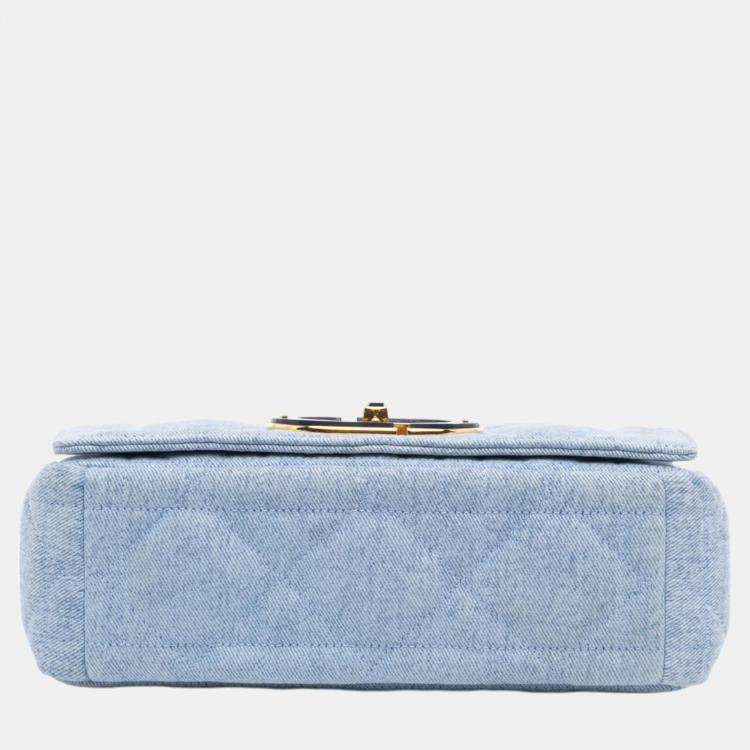 Pre Owned Dior Blue Denim Medium Caro Shoulder Bag