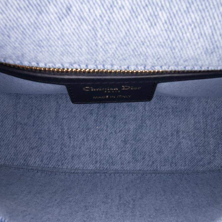 Pre Owned Dior Blue Denim Medium Caro Shoulder Bag