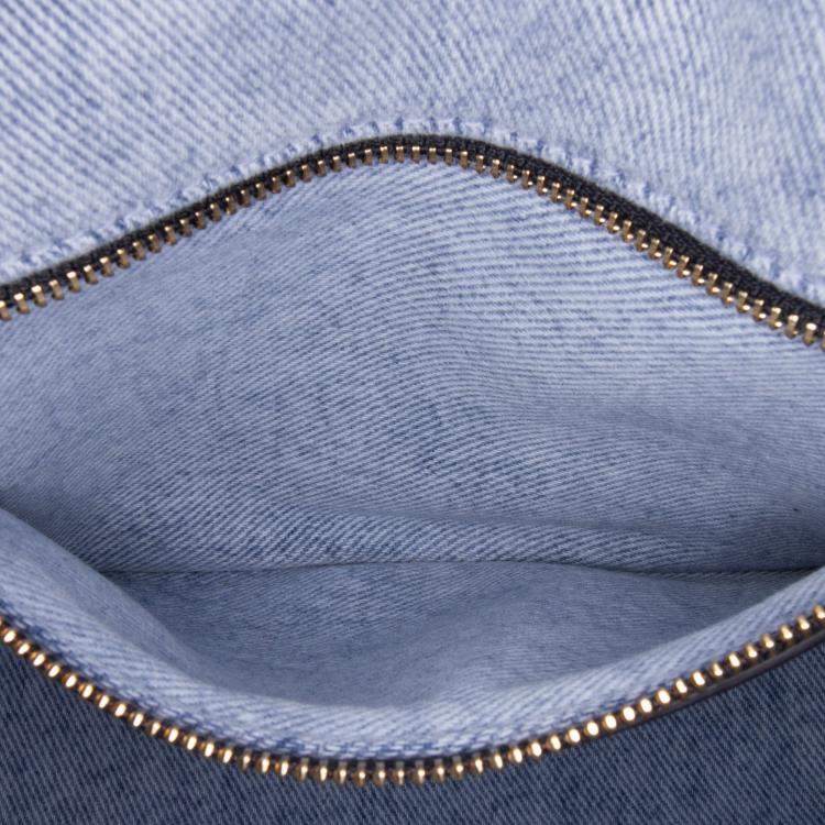 Pre Owned Dior Blue Denim Medium Caro Shoulder Bag