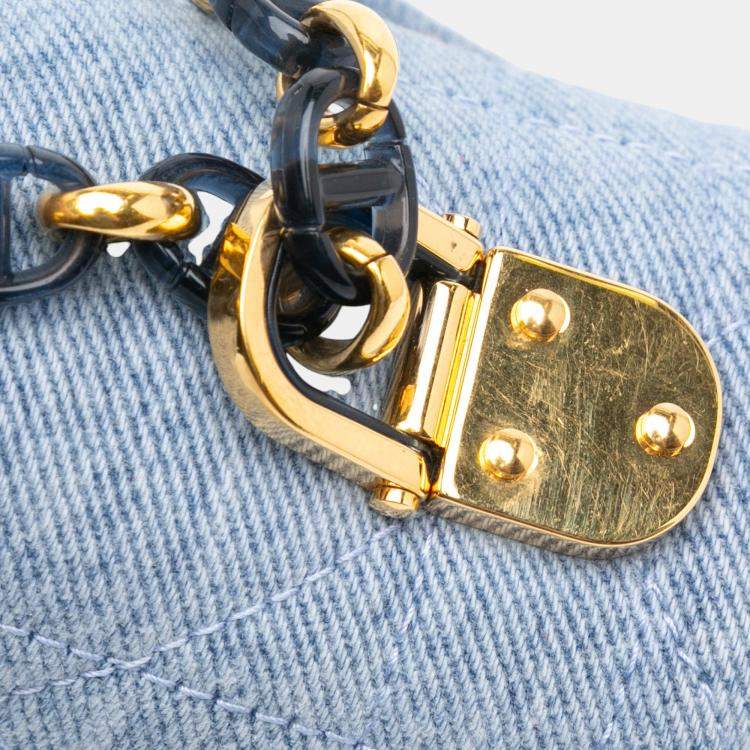 Pre Owned Dior Blue Denim Medium Caro Shoulder Bag