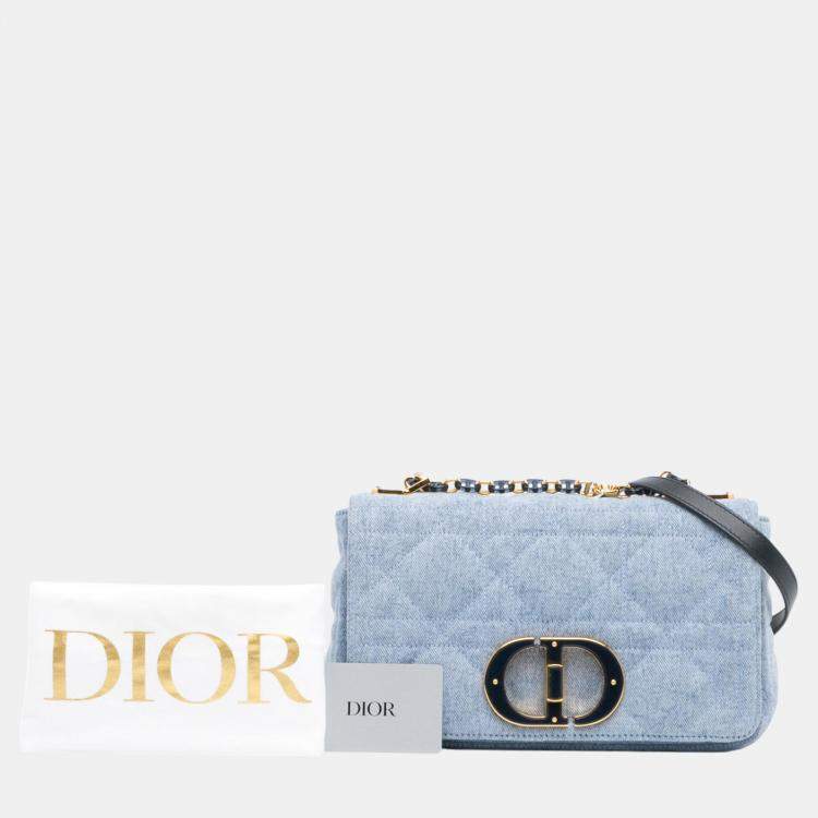 Pre Owned Dior Blue Denim Medium Caro Shoulder Bag